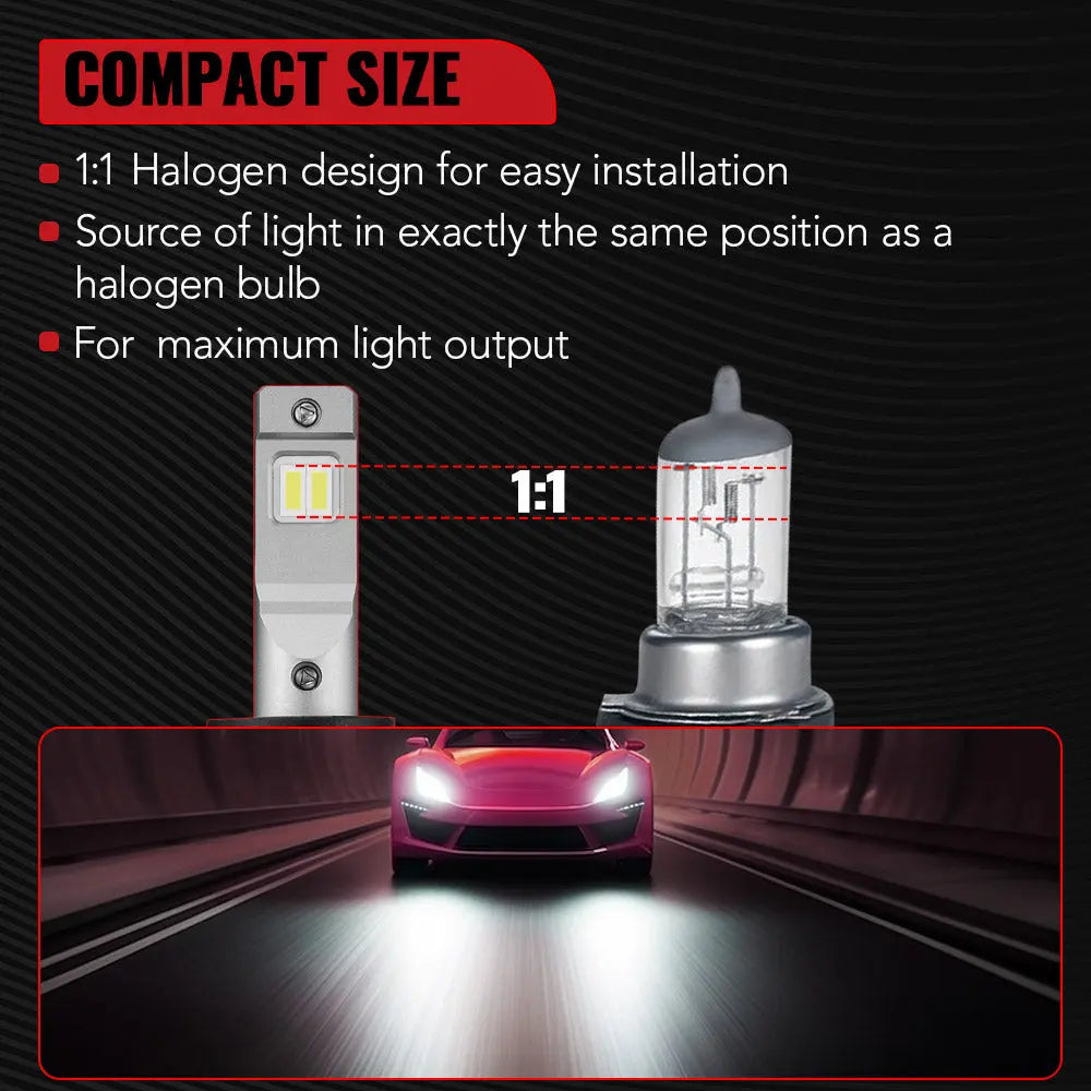 S6 9004/HB1 70W 6500K 18000LM White IP67 LED Headlight Bulbs 2Pcs