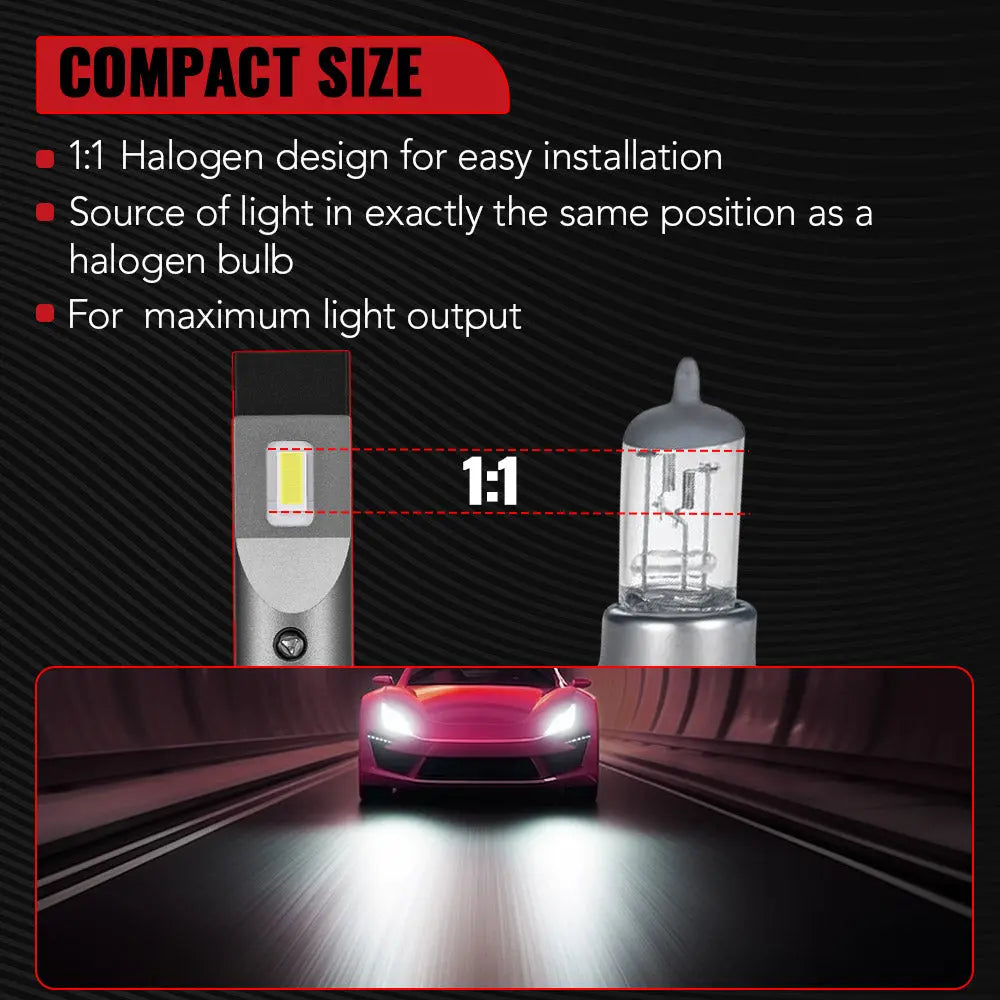 X2 9005/HB3 100W 6500K 20000LM White IP67 LED Headlight Bulbs 2Pcs Flashark