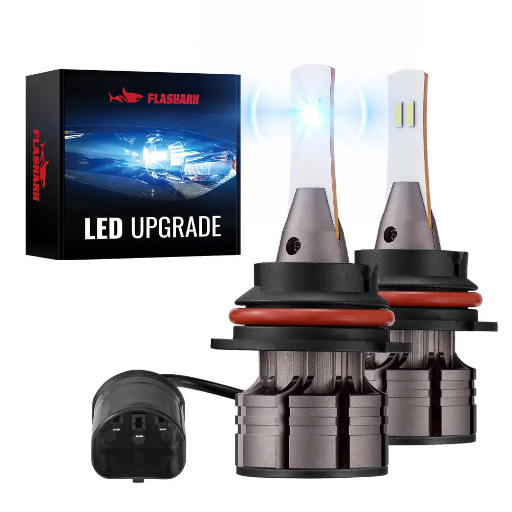 L1 9007/HB5 60W 6500K 18000LM White IP68 LED Headlight Bulbs 2Pcs