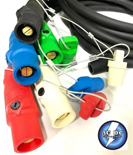 CAM LOCK 2/0 TYPE W Entertainment ,Generator Power Cables 5 CABLE SET WITH CAPS MALE TO PIGTAIL AC/DC WIRE AND SUPPLY