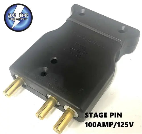 Hubbell Stage Pin Inline Male 100A 125V HBL100SPM AC/DC WIRE AND SUPPLY