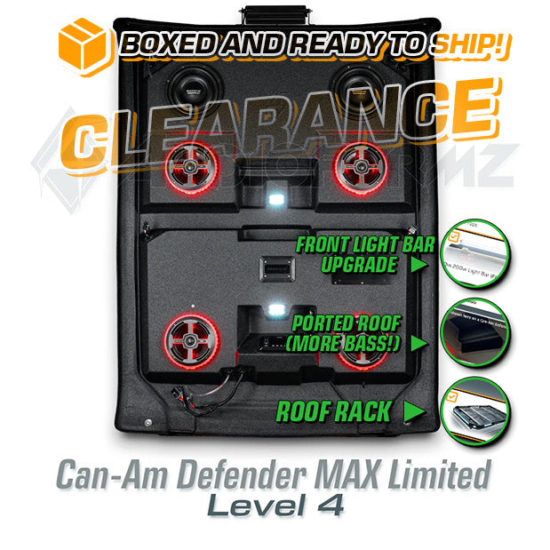 2016-2025 Can-Am Defender MAX Limited/Cab LEVEL 4 Stereo Top (4-Door, HD7-HD10) + Roof Rack