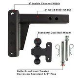 Heavy Duty 4” Drop/Rise Hitch 2" Box Steel Shank