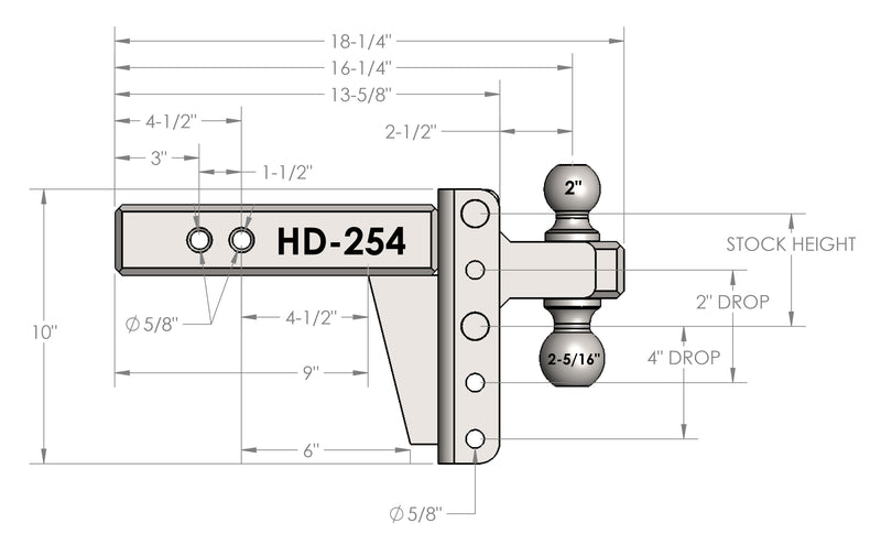 Bulletproof Heavy Duty 4” Drop/Rise Trailer Hitch 2.5" Box Steel Shank