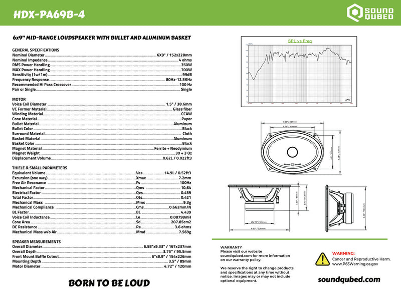 SOUNDQUBED HDX Series Pro Audio 6x9" Speaker (single)