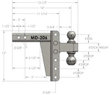 Bulletproof Medium Duty 6" Drop or Rise Hitch - 2" Box Steel Shank