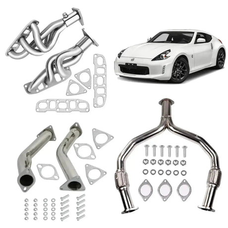 Exhaust Header/Downpipe Exhaust/Y Pipe Downpipe All-In-One Kit for 2009-2013 Nissan 370Z /Infiniti G37 G37X G37XS 3.7L Flashark