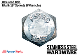 Stainless Steel Bolt 3/8 x 1", Hex Head - Available w/ Nut and Washer Hardware