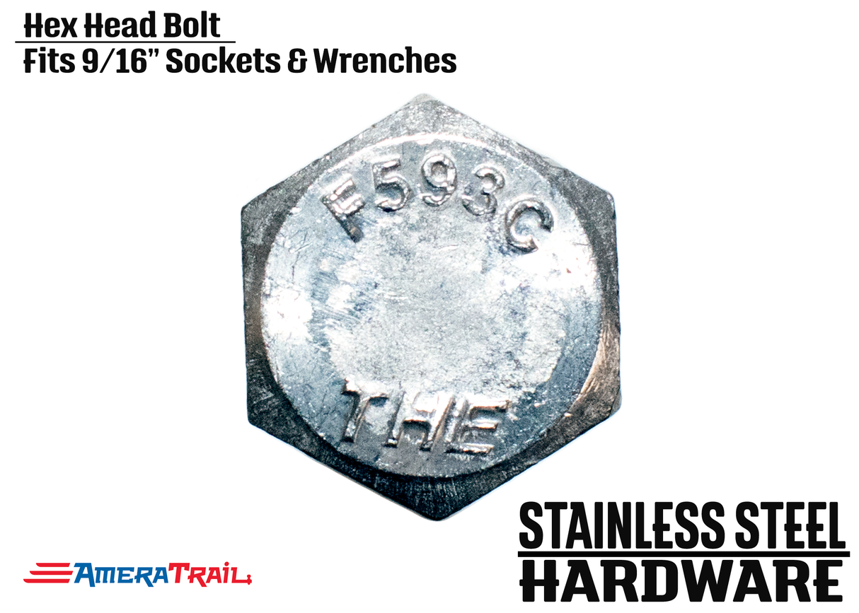 Stainless Steel Bolt 3/8 x 2 1/2", Hex Head - Available w/ Nut and Washer Hardware