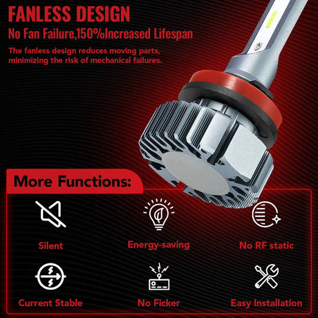 H11 H8 H9 LED Headlight Bulbs 60W 6000K ‎20000LM White 2Pcs for Chevrolet/Ford/Toyota/Dodge/GMC/Honda Flashark