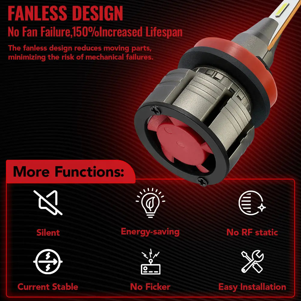 H11 H8 H9 LED Headlight Bulbs 60W 6500K ‎‎‎16000LM White 2Pcs for Chevrolet/Ford/Toyota/Dodge/GMC/Honda/Nissan/Lexus/Jeep/Mazda Flashark