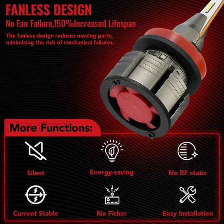 H11 H8 H9 LED Headlight Bulbs 60W 6500K ‎‎‎16000LM White 2Pcs for Chevrolet/Ford/Toyota/Dodge/GMC/Honda/Nissan/Lexus/Jeep/Mazda Flashark