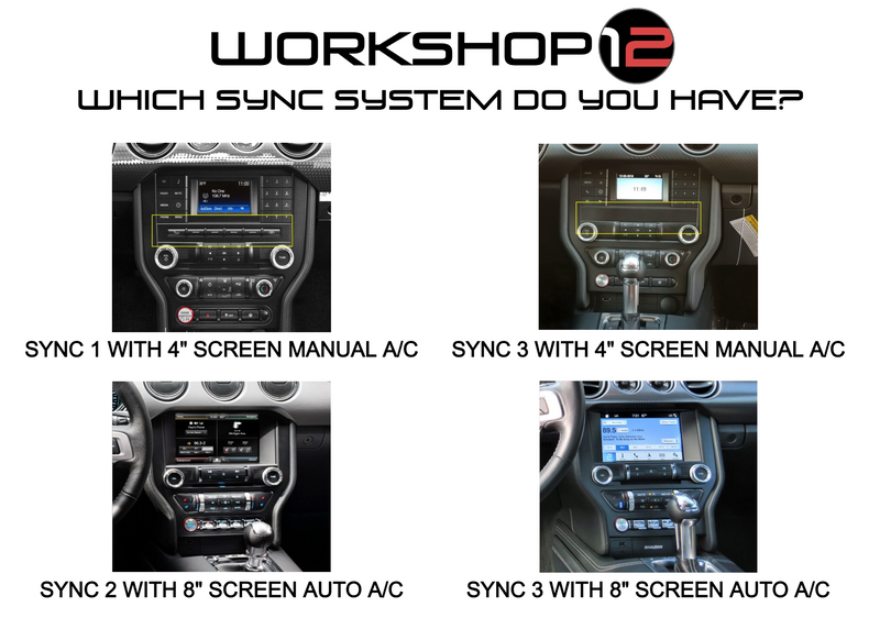 Ford Mustang 2015-2021 Workshop 12 Tesla-Style Screen Workshop 12