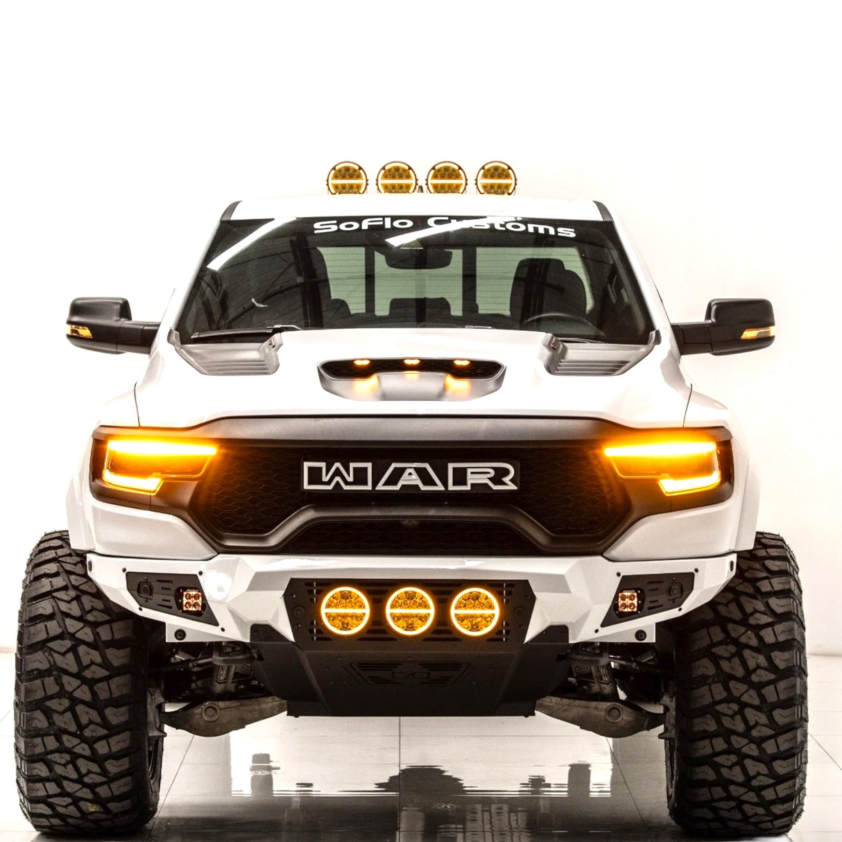 RAM TRX Baja Front Bumper w/ 3 Center Lights & Skid Plate 2021-2024