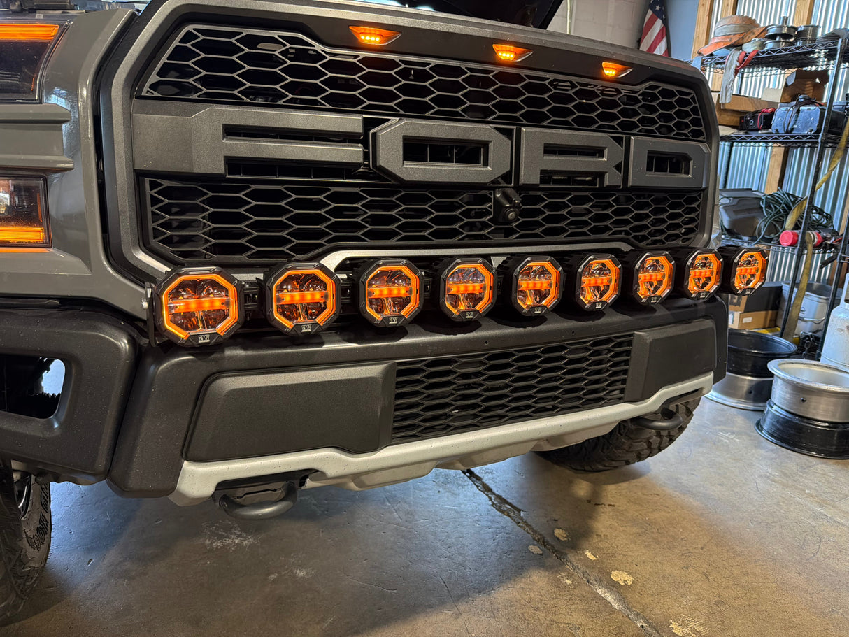 9 Light U-Con Interlocking Off Road LED Pod With Amber or White DRL Running Light GGLighting