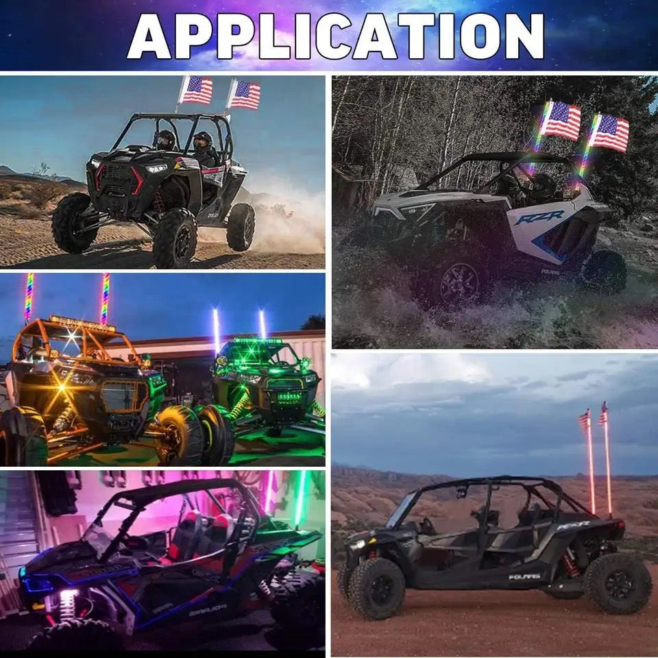 LED Whips 4’ single atv utv offroad