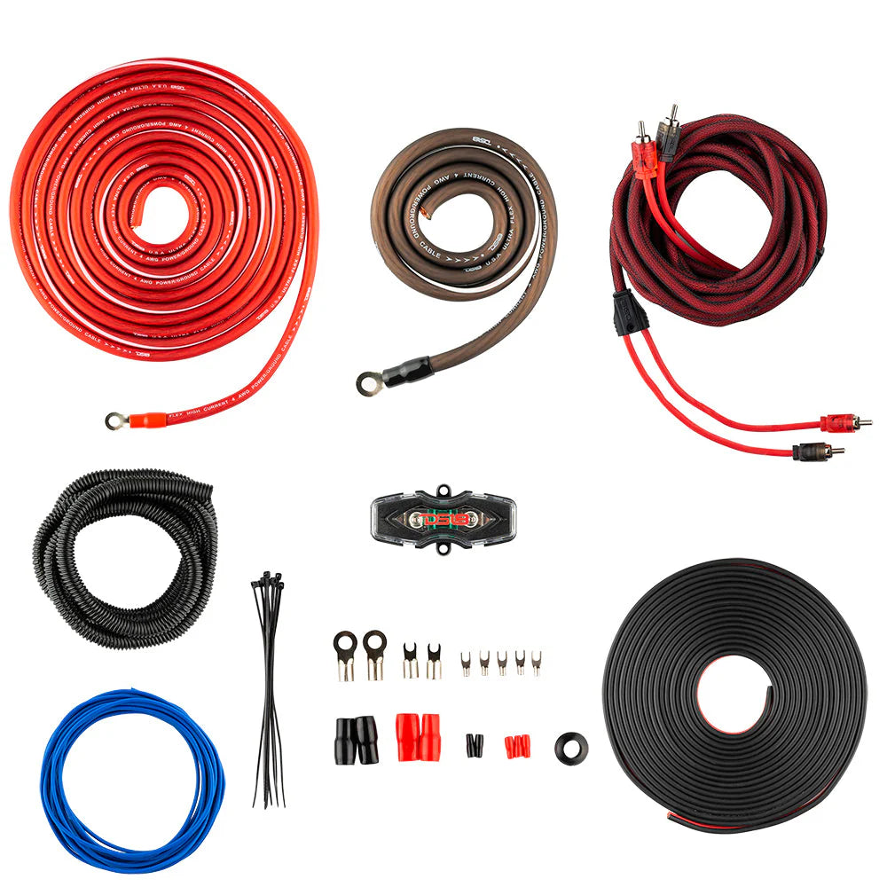 Kit d'installation d'amplificateur 4-GA OFC 100 % cuivre