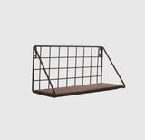 Small Metal Grid Wall Shelf With Wood Accent KB Decor & More
