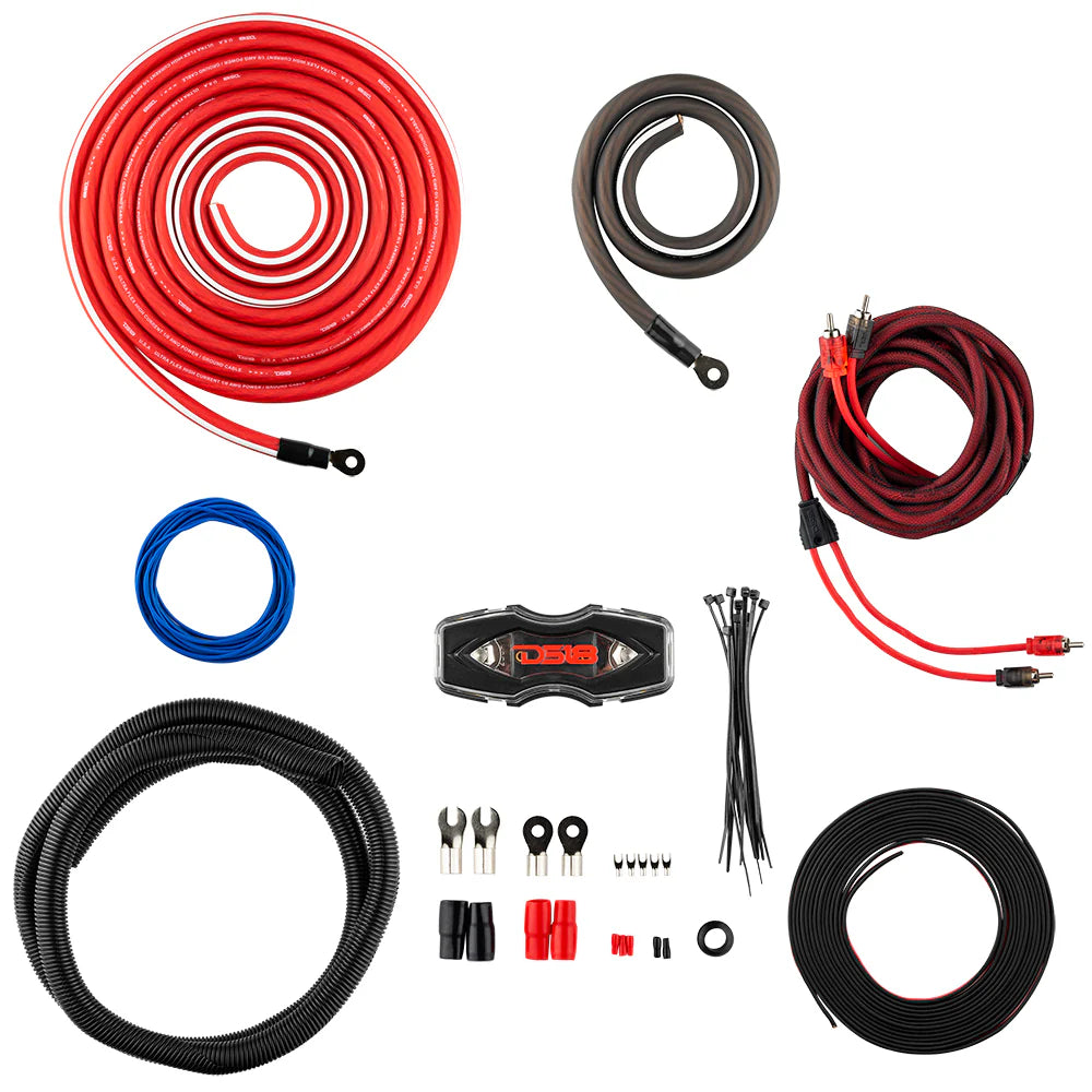 Pack de basses DS18 ZR212LD-PKG 2 x caissons de basses ZR12D4 12" dans un boîtier à évent 3200 watts avec amplificateur 1 canal de classe D ZR2000.1D et Ampkit0