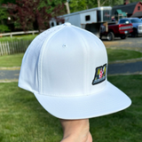WHITE 6 PANEL - LASER PERFORATED PERFORMANCE  //  FLAT BRIM SNAPBACK Maryland Performance Products
