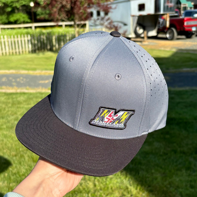 GREY 6 PANEL - LASER PERFORATED PERFORMANCE  //  FLAT BRIM SNAPBACK Maryland Performance Products