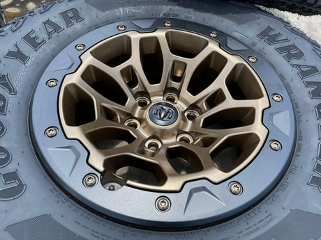 18" Dodge Ram 1500 RHO TRX Beadlock OEM bronze wheel rim 2735 tires 35" NEW Texas Truck Tire