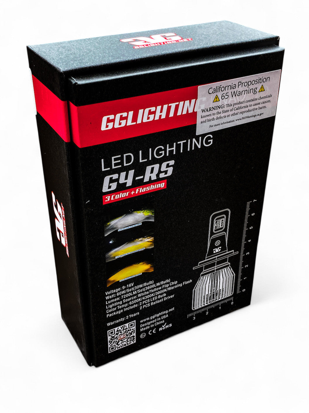 G4-RS 3 Color LED Headlight Bulbs White/Yellow/Amber GGLighting