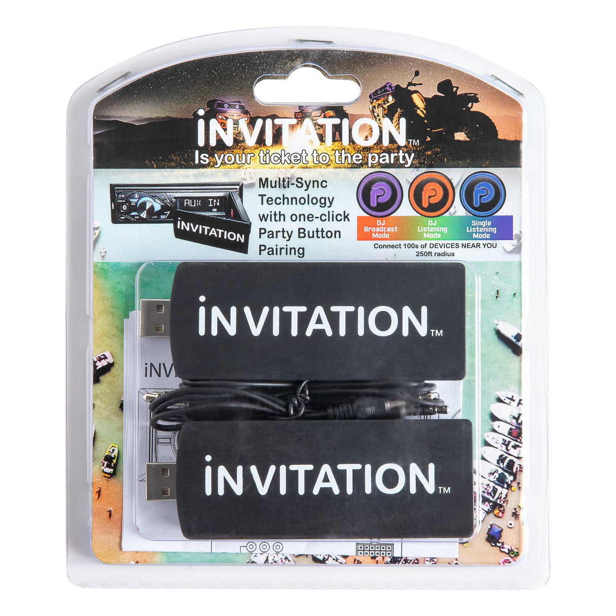 iNVITATION USB multi-sync wireless adapters with one-click Party Button pairing (2pcs) Bazooka