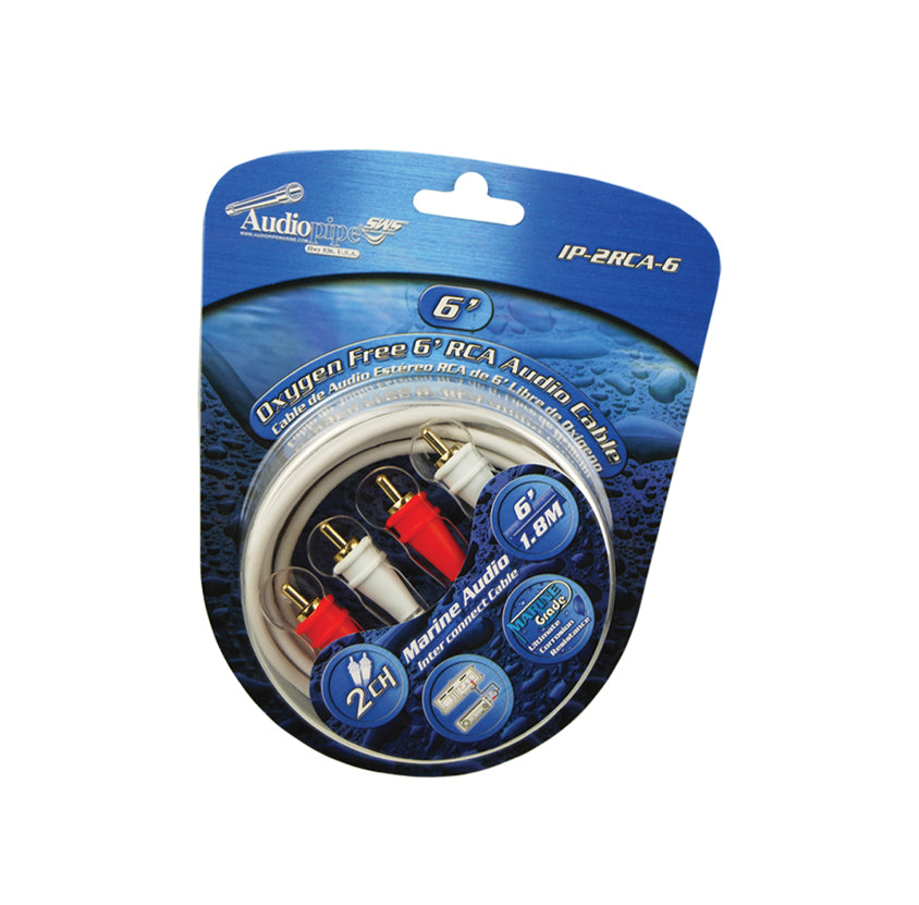 IP-2RCA-6 Oxygen Free 6’ (1.8 m) 2-Channel Marine Grade RCA Audio Cable Audiopipe