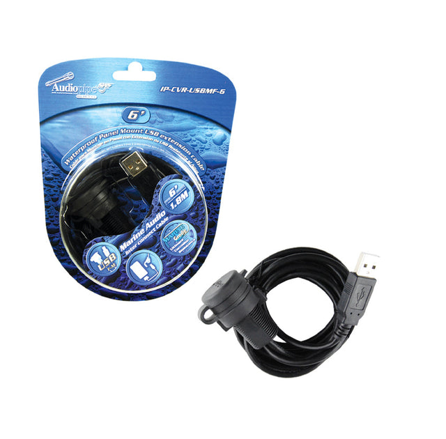 IP-CVR-USBMF-6 Waterproof 6’ (1.8 m) Marine Grade Panel Mount Extension Cable Audiopipe