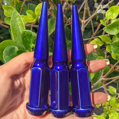 24 Pc 14x1.5 Spike Lug Nuts 4.5" Tall - Powder Coated - Various Colors
