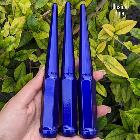 24 Pc 14x1.5 Spike Lug Nuts 6" Tall - Powder Coated - Various Colors