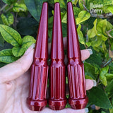 32 Pc 14x1.5 7-Spline Spike Lug Nuts 4.5" Tall - Powder Coated + Key Socket