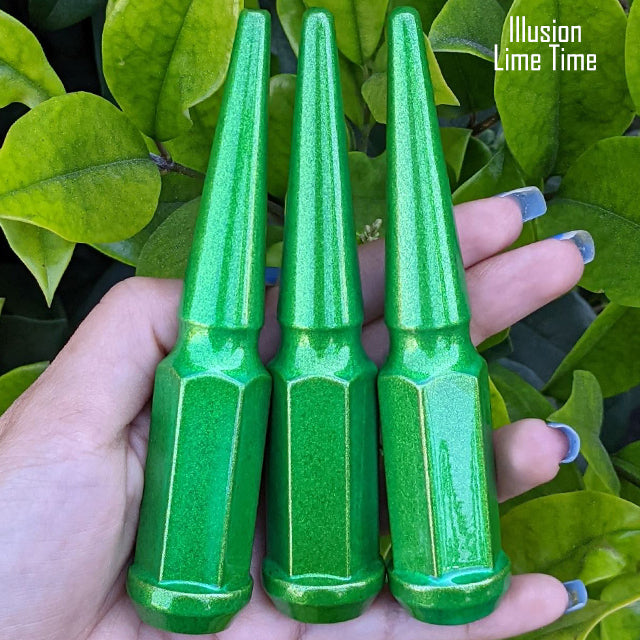32 Pc 14x1.5 Spike Lug Nuts 4.5" Tall - Powder Coated - Various Colors