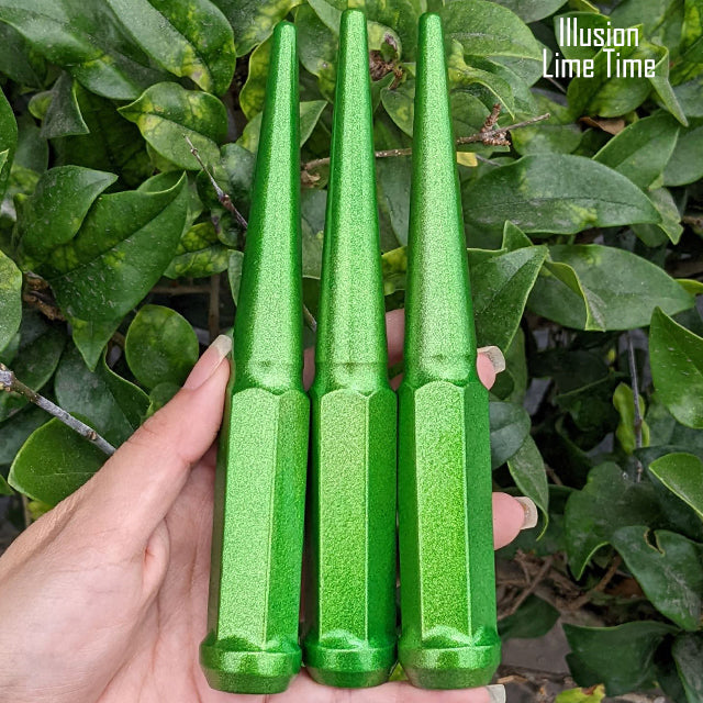 1 Pc 14x1.5 Spike Lug Nuts 6" Tall - Powder Coated - Various Colors