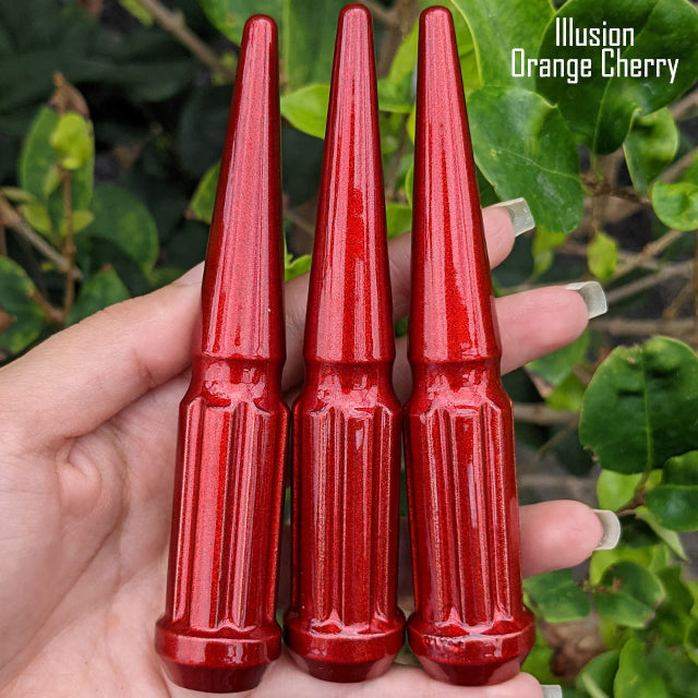 32 Pc 14x1.5 7-Spline Spike Lug Nuts 4.5" Tall - Powder Coated + Key Socket
