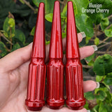 32 Pc 14x1.5 7-Spline Spike Lug Nuts 4.5" Tall - Powder Coated + Key Socket