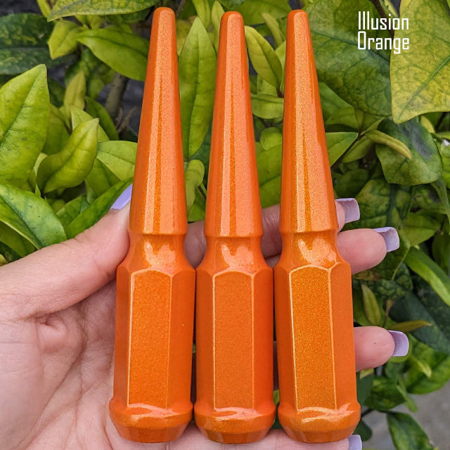 24 Pc 14x1.5 Spike Lug Nuts 4.5" Tall - Powder Coated - Various Colors