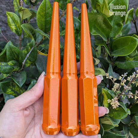 24 Pc 14x1.5 Spike Lug Nuts 6" Tall - Powder Coated - Various Colors