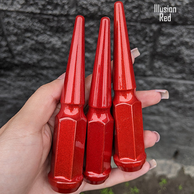 32 Pc 14x1.5 Spike Lug Nuts 4.5" Tall - Powder Coated - Various Colors