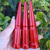 32 Pc 14x1.5 7-Spline Spike Lug Nuts 4.5" Tall - Powder Coated + Key Socket