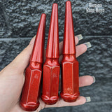 24 Pc 14x1.5 Spike Lug Nuts 4.5" Tall - Powder Coated - Various Colors