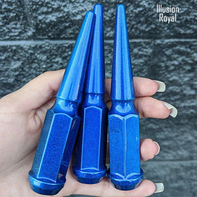 24 Pc 14x1.5 Spike Lug Nuts 4.5" Tall - Powder Coated - Various Colors