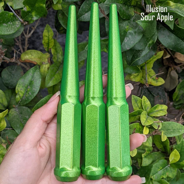 1 Pc 14x1.5 Spike Lug Nuts 6" Tall - Powder Coated - Various Colors