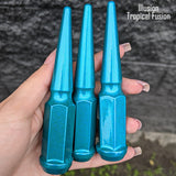 32 Pc 14x1.5 Spike Lug Nuts 4.5" Tall - Powder Coated - Various Colors