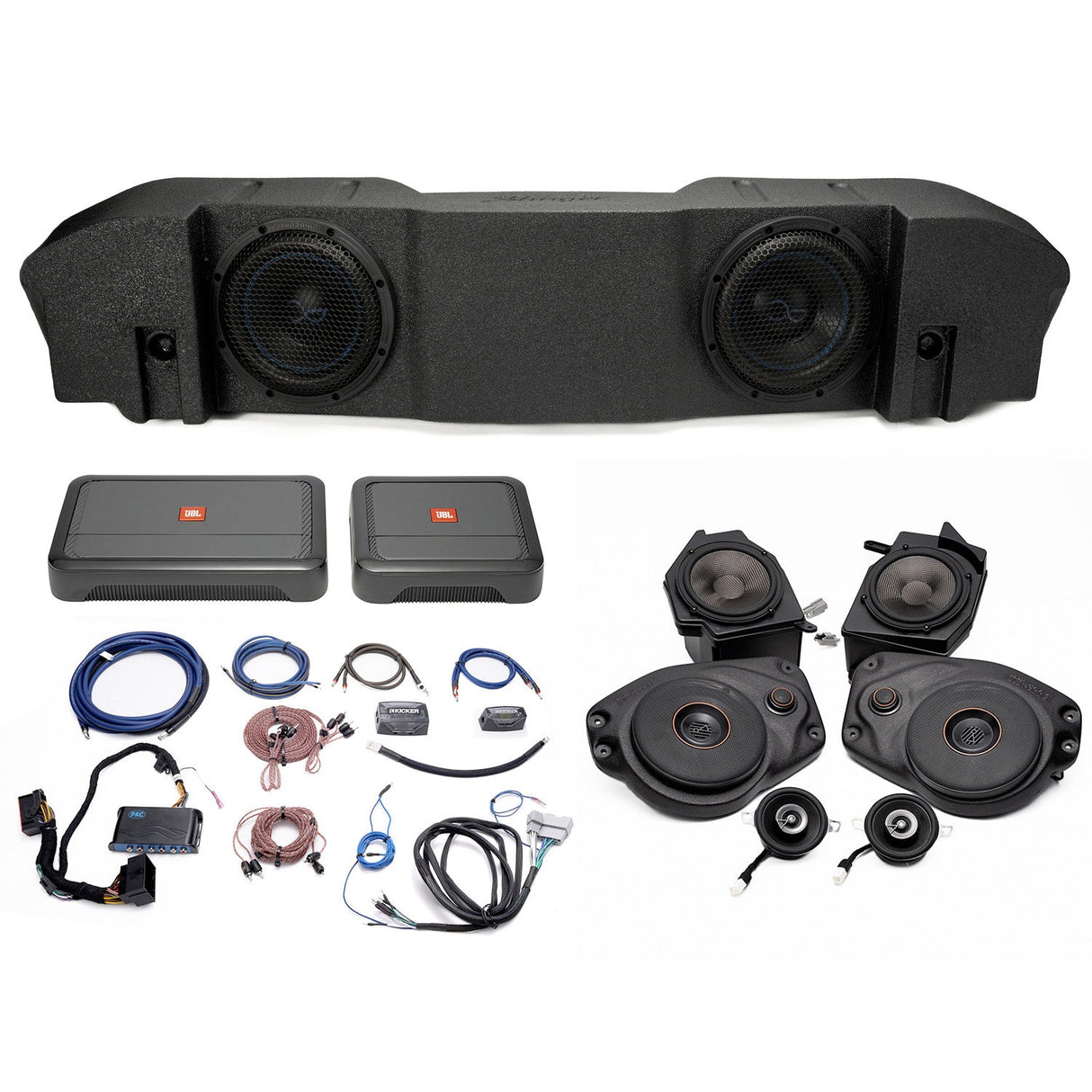 JBL Plug and Play Full Club Speaker, Dual Amplifier, Subwoofer Bundle | '18-'23 JLU Wrangler/ '20- '23 JT Gladiator