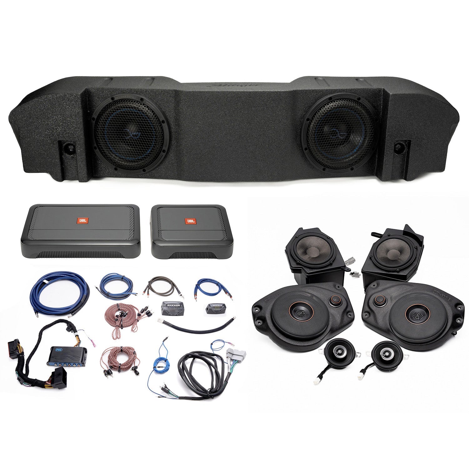 JBL Plug and Play Full Club Speaker, Dual Amplifier, Subwoofer Bundle | '18-'23 JLU Wrangler/ '20- '23 JT Gladiator