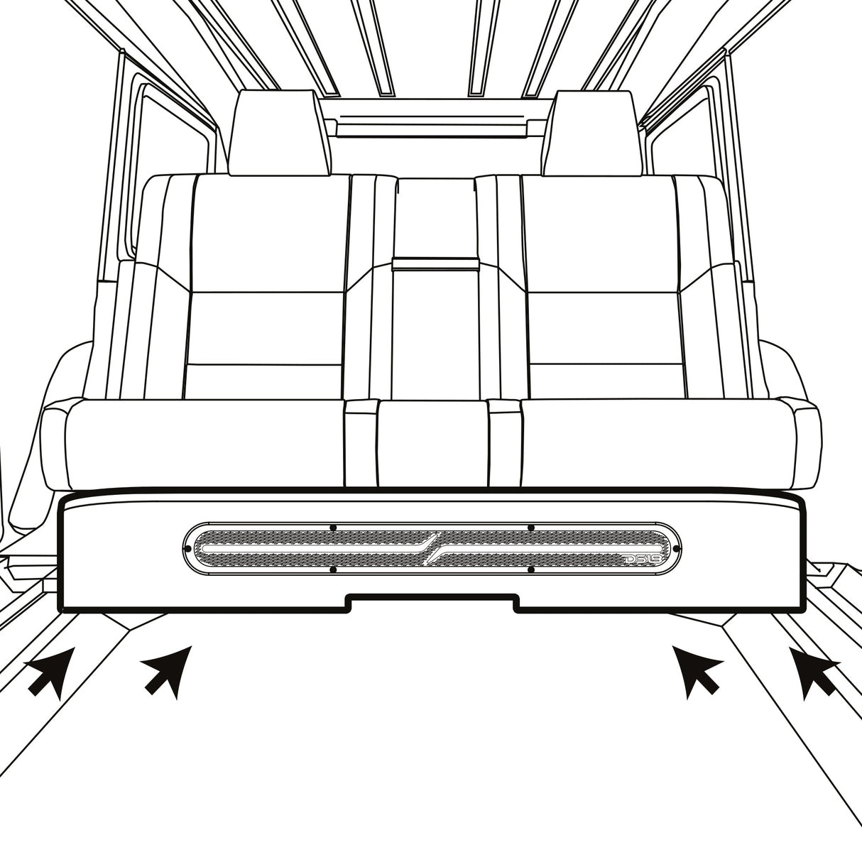 Jeep JT Gladiator Loaded Under Rear Seat Subwoofer Enclosure with 4 X 8" ZR8.2D, Leather Wrapped and Digital LED Lights | 1800 Watts RMS @ 1-Ohm DS18