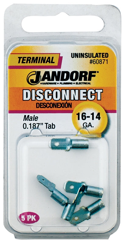 Disconnect Terminal, 16 to 14 AWG Wire, Copper Contact, Tin #60871 Jandorf