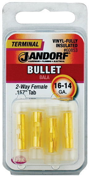 Jandorf  Bullet Adapter, 600 V, 16 to 14 AWG Wire,Yellow #60853 Jandorf